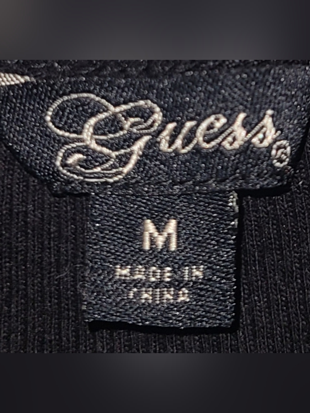 GUESS Black Racerback Tank with Silver and Gold Script Logos - Picture 2 of 5